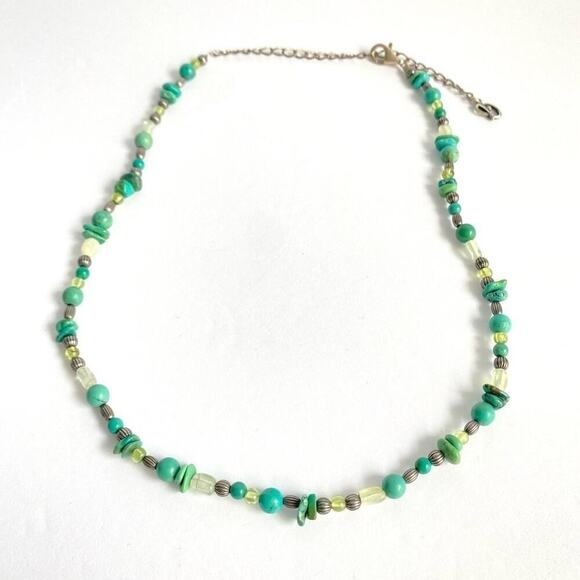 Carolyn Pollack Turquoise Nugget Necklace Gemstone Bead Sterling Silver 16” 20” - Picture 2 of 8